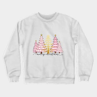 Merry christmas in Pink and Gold Crewneck Sweatshirt